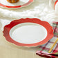 Red Band Scallop Fine Porcelain Dessert/Dinner Plate