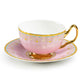 Pink Floral Toile Fine Porcelain Tea Cup and Saucer