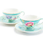 Grace Teaware Mint Flower Garden Fine Porcelain Cup and Saucer Sets