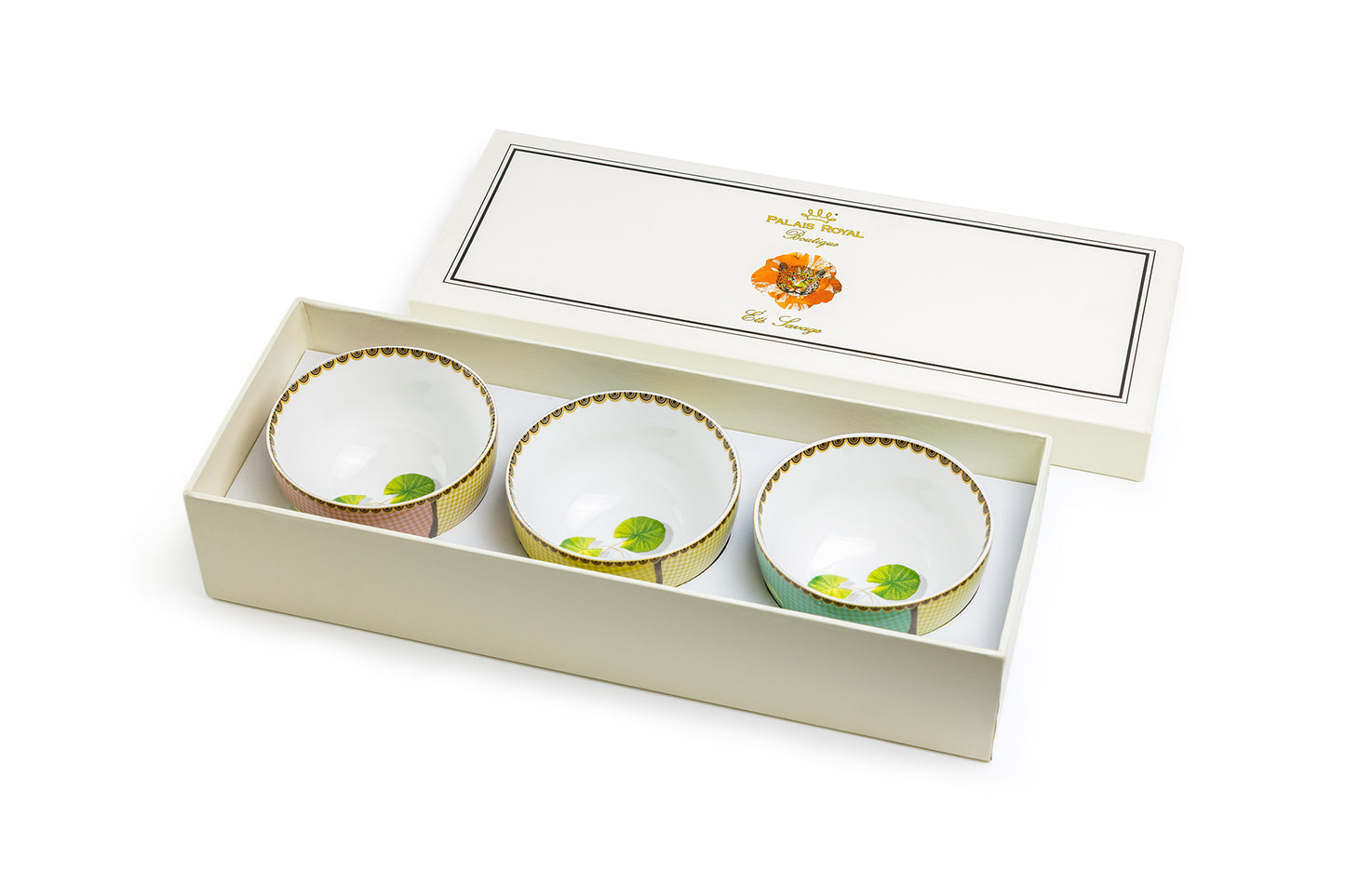 Summer Savanna Leopard Fine Porcelain Tidbit Bowls Set of 3 with Gift Box