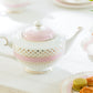Pink Stripe with Gold Dots Fine Porcelain Teapot