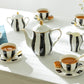 Black and White Scallop Fine Porcelain Tea Set