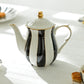 Black and White Scallop Fine Porcelain Tea Set