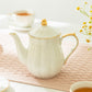 White Gold Scallop Fine Porcelain Teapot