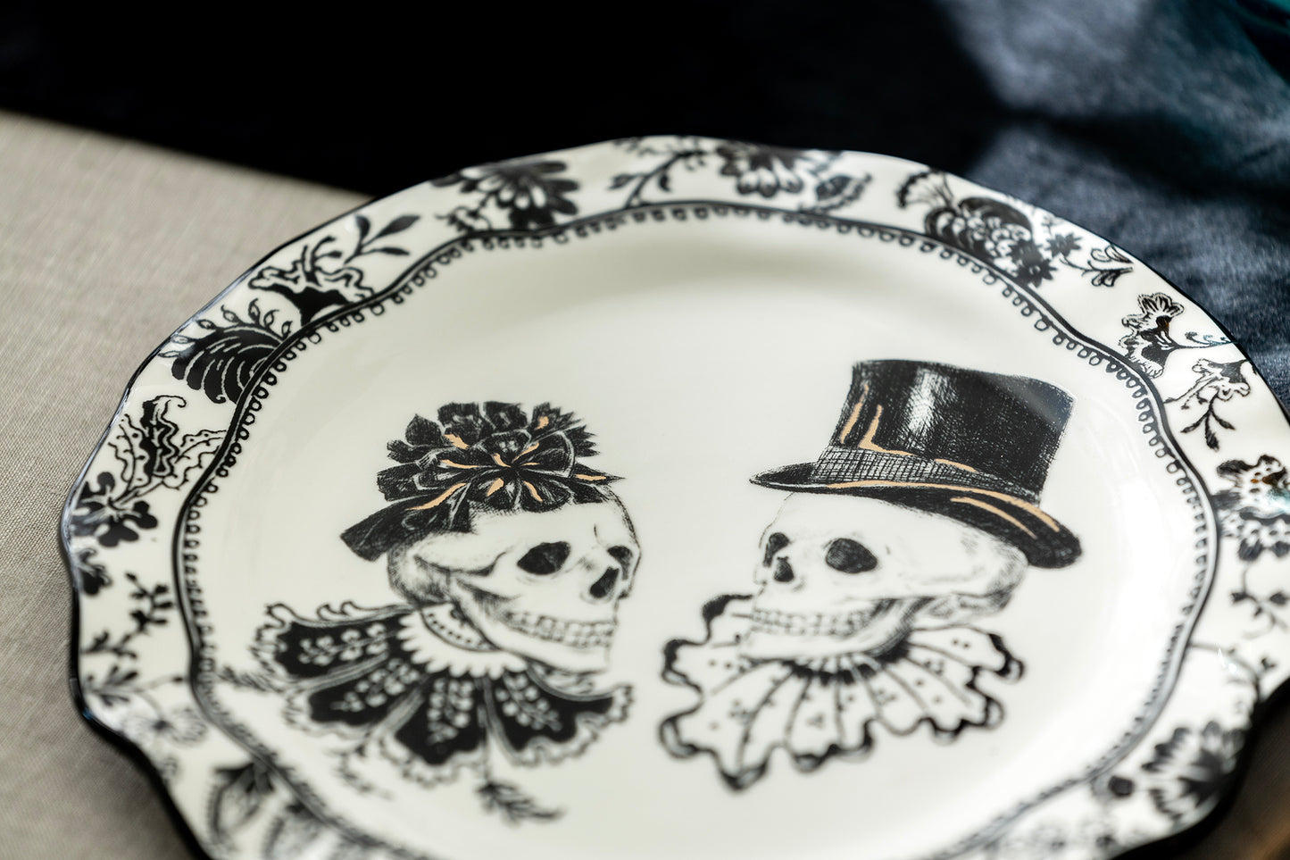 Halloween Victorian Skulls Dessert/Dinner Plate
