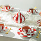 Red Carousel Fine Porcelain 9-Piece Tea Set