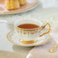 White Floral Toile Fine Porcelain Tea Cup and Saucer