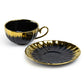 Black Gold Ripple Fine Porcelain Cup and Saucer
