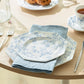 Blue Rose Octagonal Fine Porcelain Dessert/Dinner Plate
