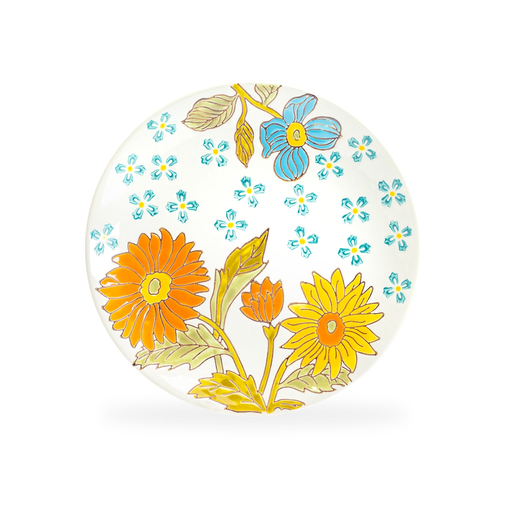 Dutch Wax 8" Daisy Hand Crafted and Painted Dessert / Salad Plate