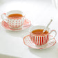 Grace Teaware Red Josephine Stripes and Dots Fine Porcelain Cup and Saucer Set