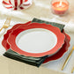 Red Band Scallop Fine Porcelain Dessert/Dinner Plate