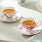 Grace Teaware Pink Flower Garden Fine Porcelain Cup and Saucer Set of 2