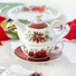 Poinsettia Pine Cone Fine Porcelain Tea For One Set
