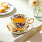 Purple Pansy Gold Bone China Tea Cup and Saucer