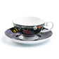 Stechcol Gracie Bone China Summer Meadow Black Bone China Cup and Saucer