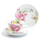 Stechcol Gracie Bone China Pink Rose with Hummingbird Bone China Tea Cup and Saucer set