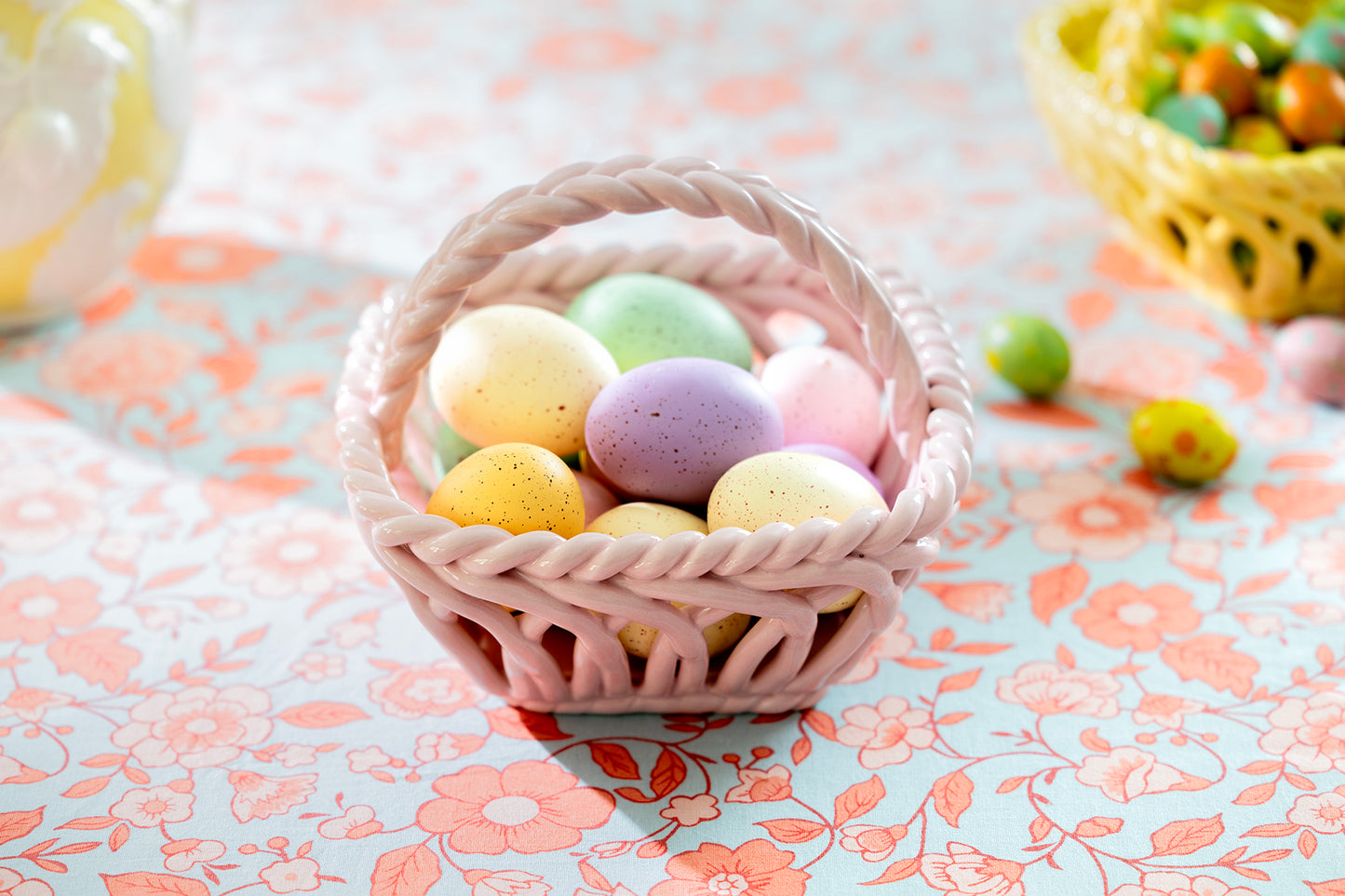 Hand Woven Easter Medium Basket - Pink