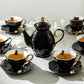 Grace Teaware Halloween Tea Set raven crow whitch snake spider fortune teller ouija board black gold tea cups set