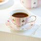 Pink Polka Dot Rosebud Scallop Fine Porcelain Tea Set
