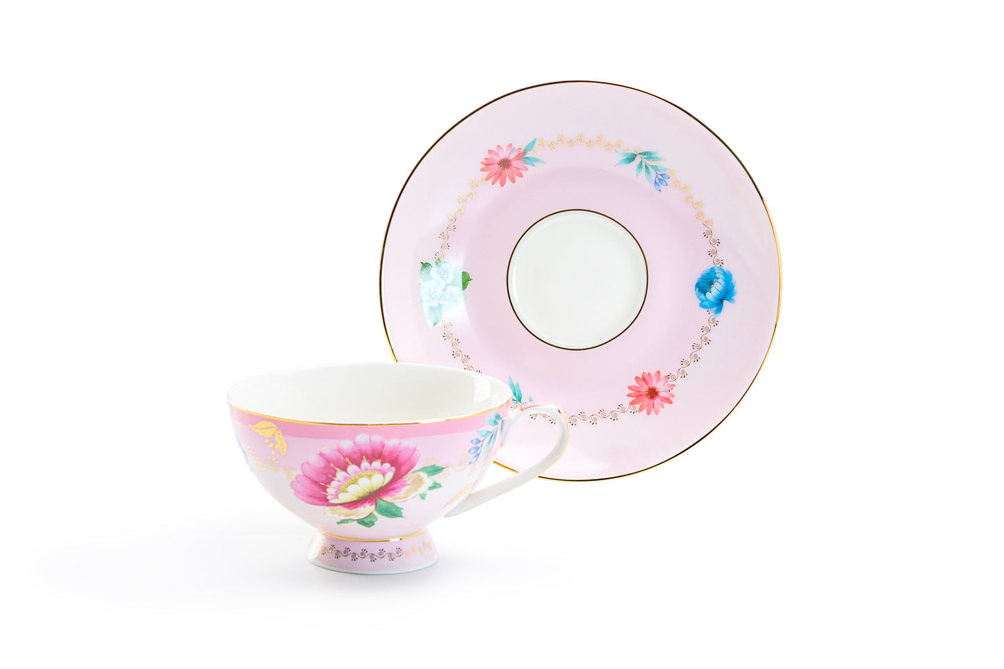 Pink Flower Garden Fine Porcelain Cup and Saucer Sets