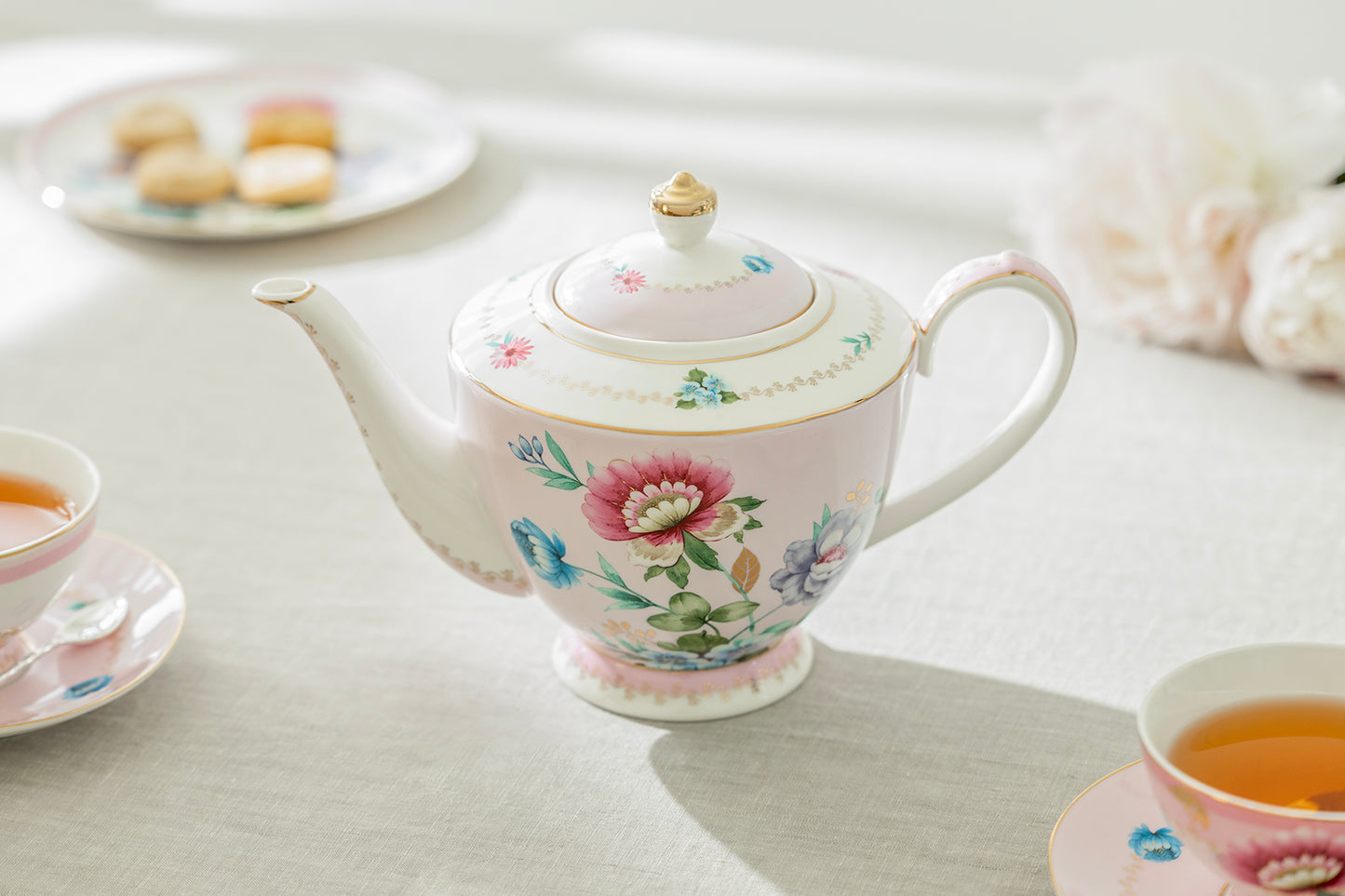 Grace Teaware Pink Floral Garden Fine Porcelain Teapot