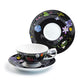 Stechcol Gracie Bone China Summer Meadow Black Bone China Cup and Saucer set