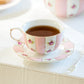 Pink Polka Dot Rosebud Scallop Fine Porcelain Tea Set