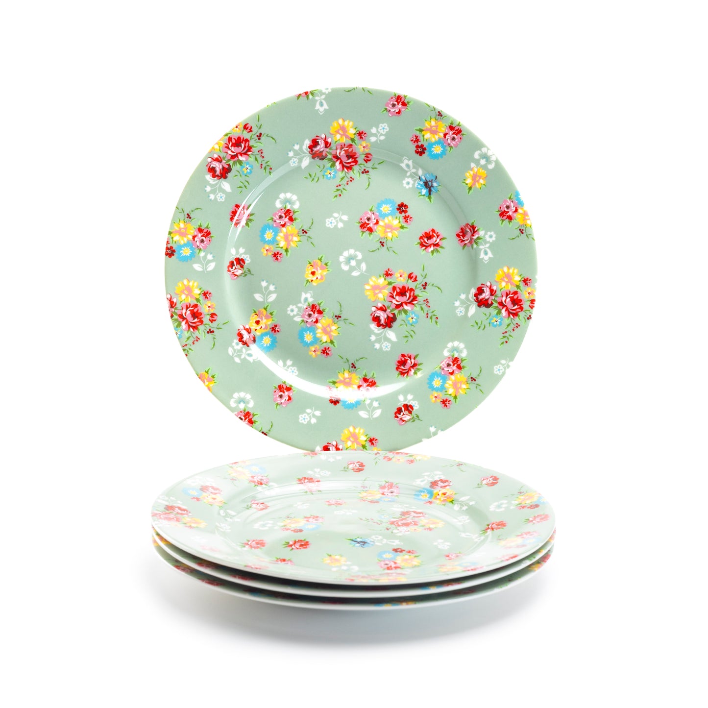Grace Teaware 8" Green Shabby Rose Fine Porcelain Dessert Plate