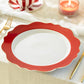 Red Band Scallop Fine Porcelain Dessert/Dinner Plate