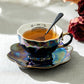 Grace Teaware Ouija Board Black Gold Luster Fine Porcelain Tea Cup and Saucer set