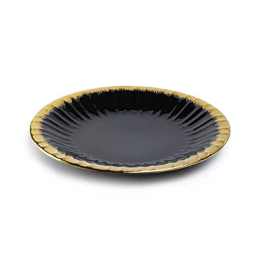 Black Gold Ripple Fine Porcelain Dinner Plate