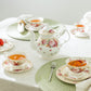 Gracie Bone China Peony and Strawberry Cream Bone China 9-Piece Tea Set