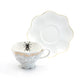 Grace Teaware Spider Web White Gold Scallop Fine Porcelain Tea Cup and Saucer set