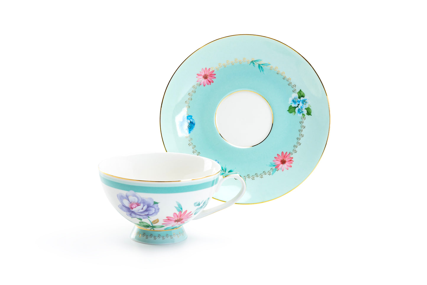 Mint Flower Garden Fine Porcelain Cup and Saucer Sets