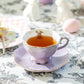 Purple Bunny Luster Tea Cup and Saucer
