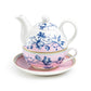 Blue Blossom Pink Fine Porcelain Tea For One Set