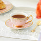 Pink Floral Toile Fine Porcelain Tea Cup and Saucer