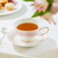 Pink Stripe with Gold Dots Fine Porcelain Tea Cup and Saucer
