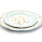 Yellow Corn Flowers with Mint Rim Fine Porcelain Dessert/Dinner Plate