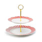 Red Josephine Stripes and Dots Fine Porcelain 2-Tier Server