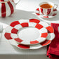 Red and White Scallop Fine Porcelain Dessert/Dinner Plate