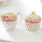 Grace Teaware Red Josephine Stripes and Dots Fine Porcelain Sugar and Creamer Set