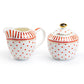 Grace Teaware Red Josephine Stripes and Dots Fine Porcelain Sugar & Creamer Set