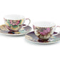 Peacock Lotus Garden Pink Fine Porcelain Assorted Cup and Saucer Sets