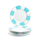 Grace Teaware Turquoise Gold Scallop Fine Porcelain Dessert Plate set of 4