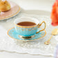 Blue Floral Toile Fine Porcelain Tea Cup and Saucer