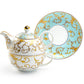 Grace Teaware Mint Gold Scroll Fine Porcelain Tea For One