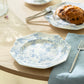 Blue Rose Octagonal Fine Porcelain Dessert/Dinner Plate