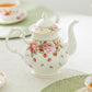 Peony and Strawberry Cream Bone China Teapot
